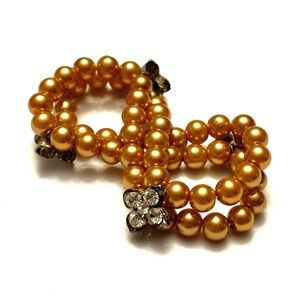Bronze gold pearly stretch bracelet